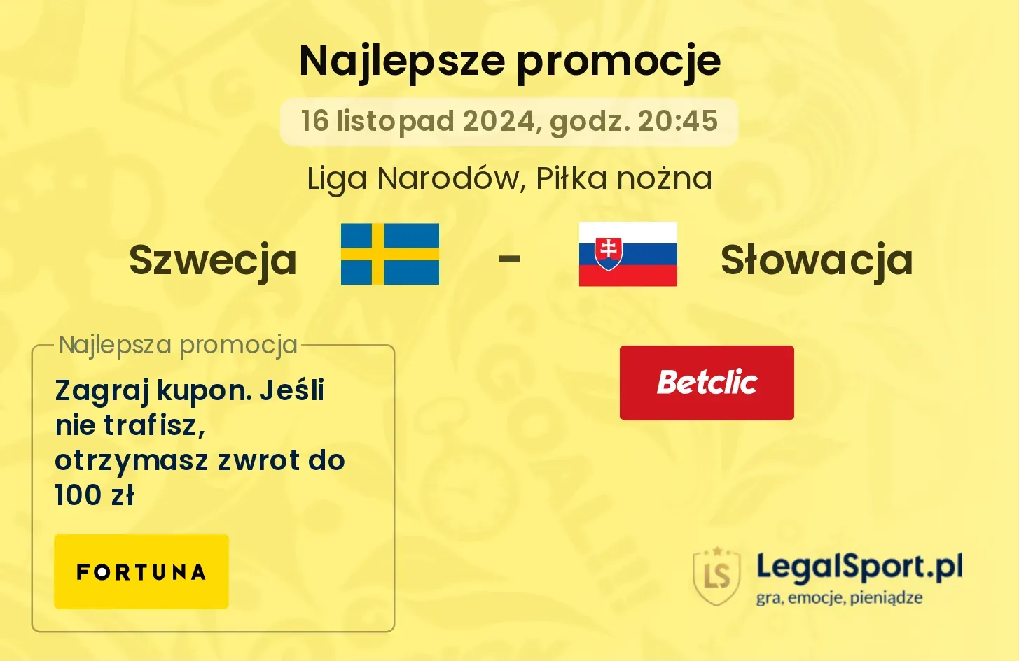 Szwecja - Słowacja promocje bonusy na mecz