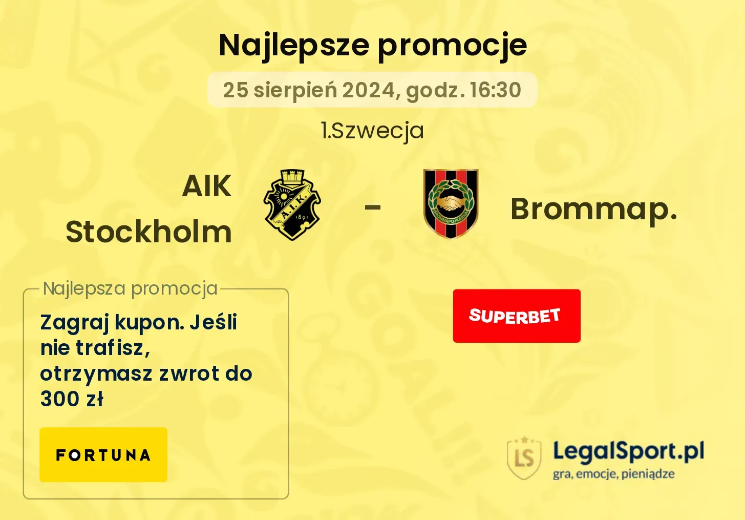 AIK Stockholm - Brommap. promocje bonusy na mecz