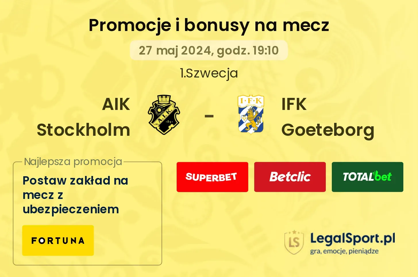 AIK Stockholm - IFK Goeteborg promocje bonusy na mecz