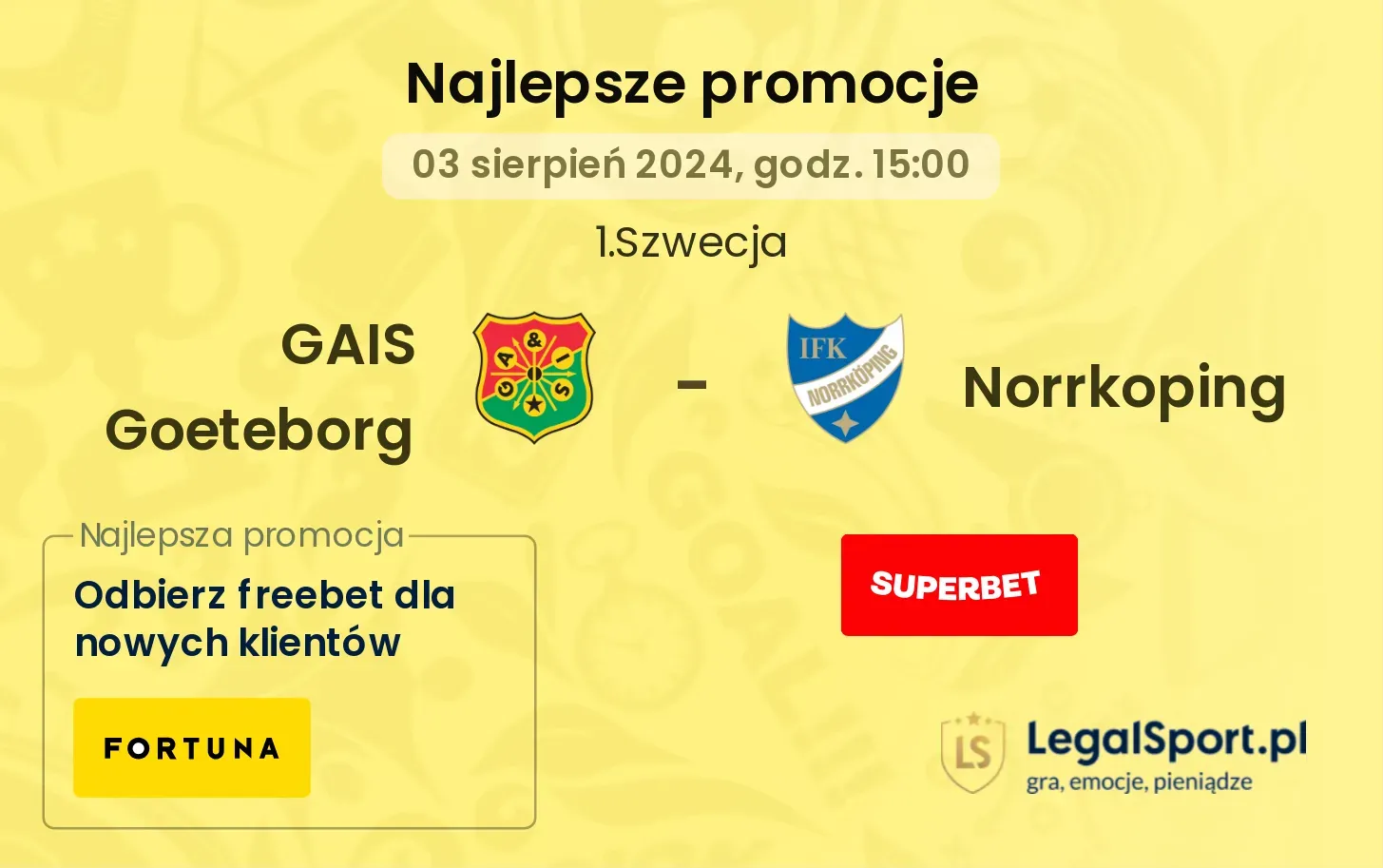 GAIS Goeteborg - Norrkoping promocje bonusy na mecz