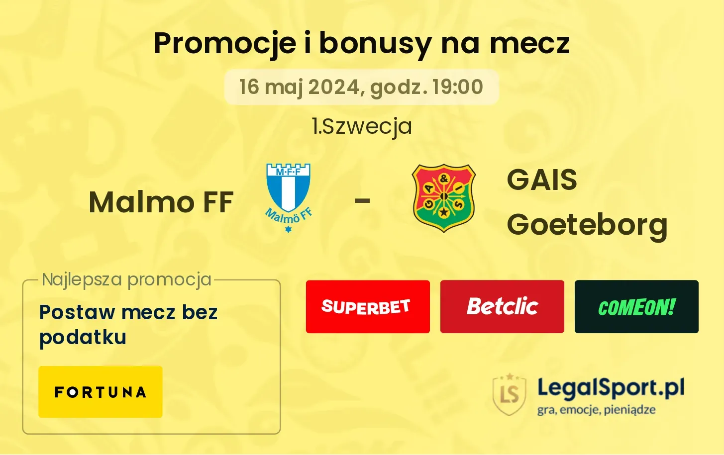 Malmo FF - GAIS Goeteborg promocje bonusy na mecz