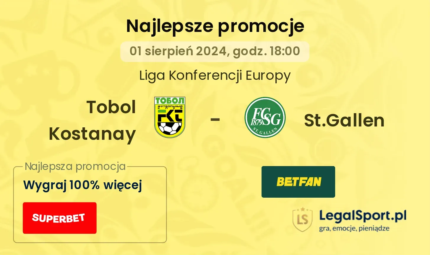 Tobol Kostanay - St.Gallen promocje bonusy na mecz