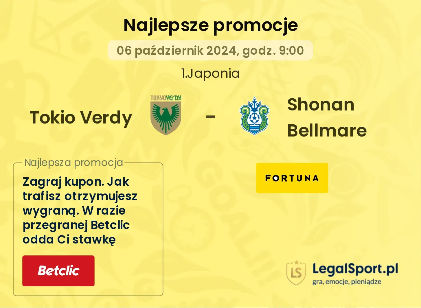 Tokio Verdy - Shonan Bellmare promocje bonusy na mecz