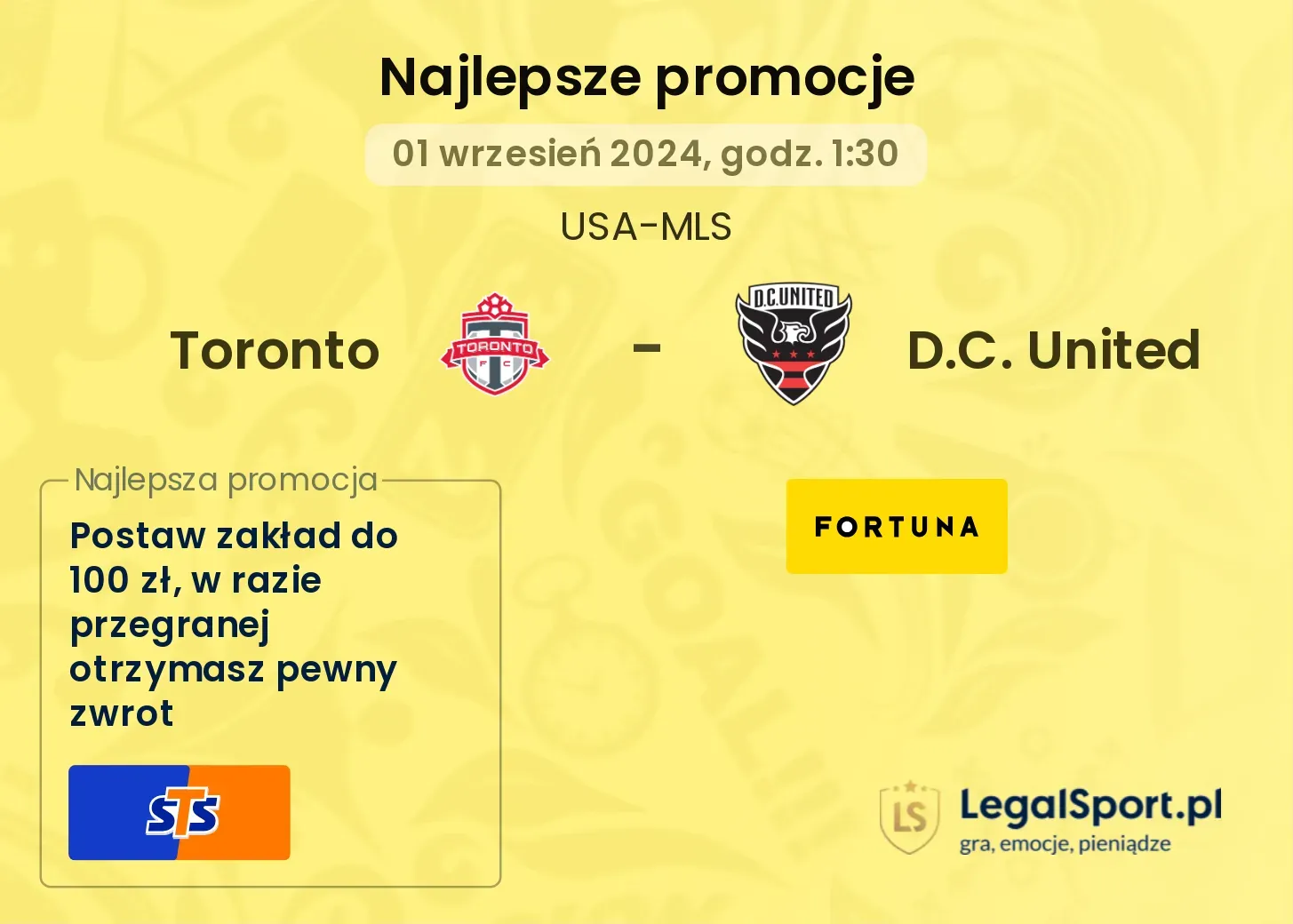 Toronto - D.C. United promocje bukmacherskie 01.09, 01:30