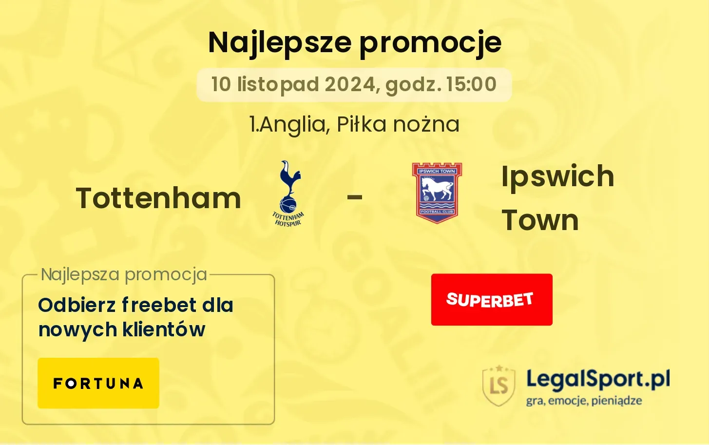 Tottenham - Ipswich Town promocje bonusy na mecz