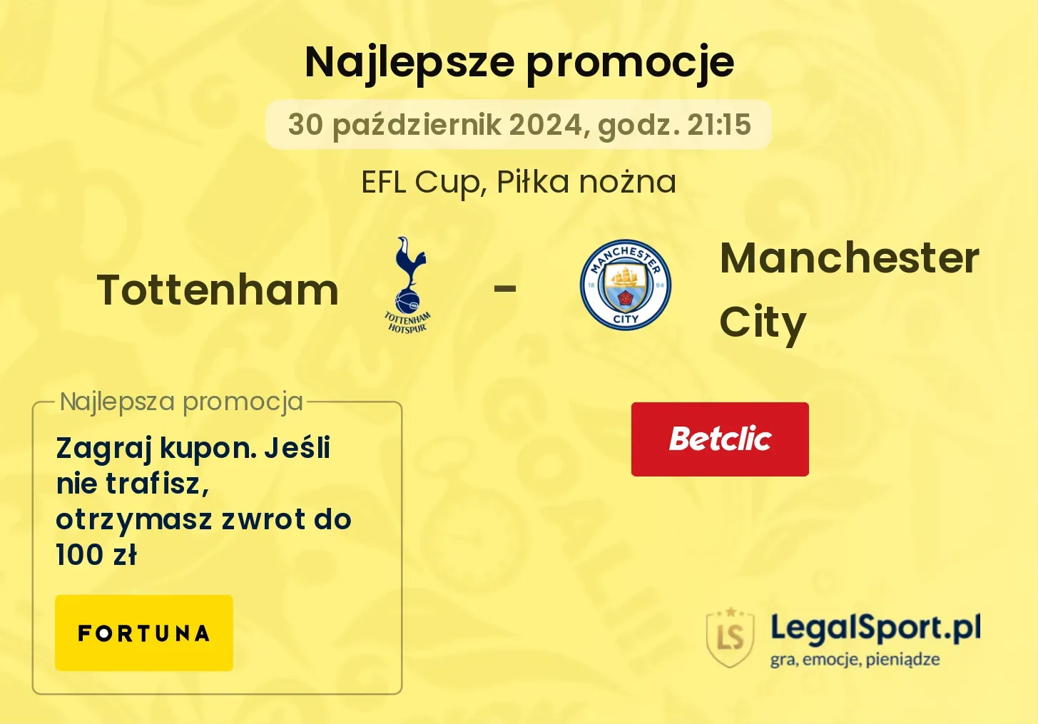 Tottenham - Manchester City promocje bonusy na mecz