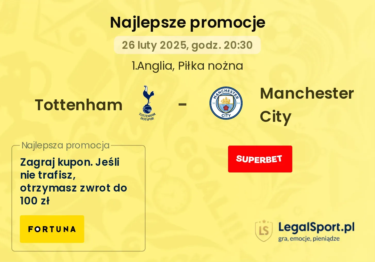 Tottenham - Manchester City promocje u bukmacherów