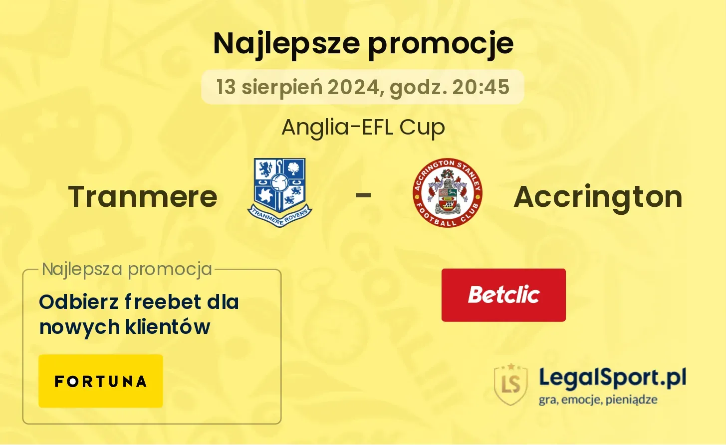 Tranmere - Accrington promocje bonusy na mecz