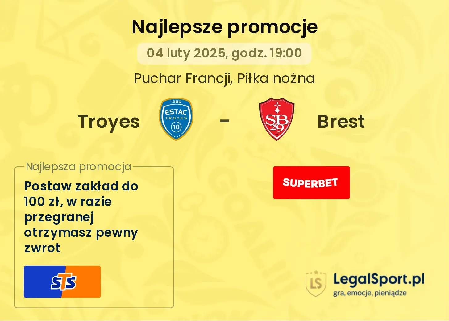 Troyes - Brest promocje bonusy na mecz