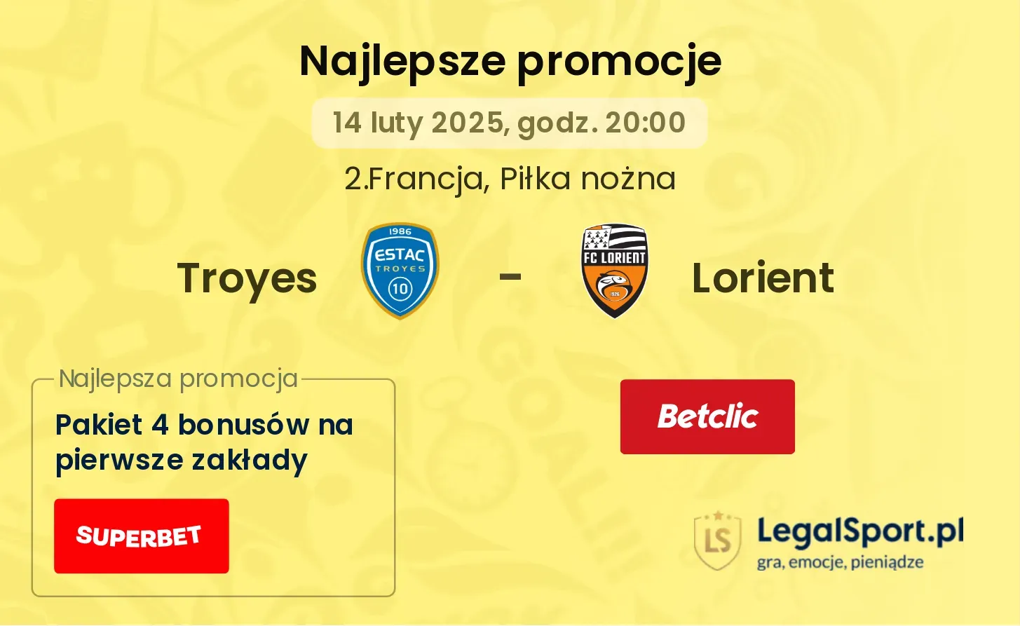 Troyes - Lorient promocje bonusy na mecz