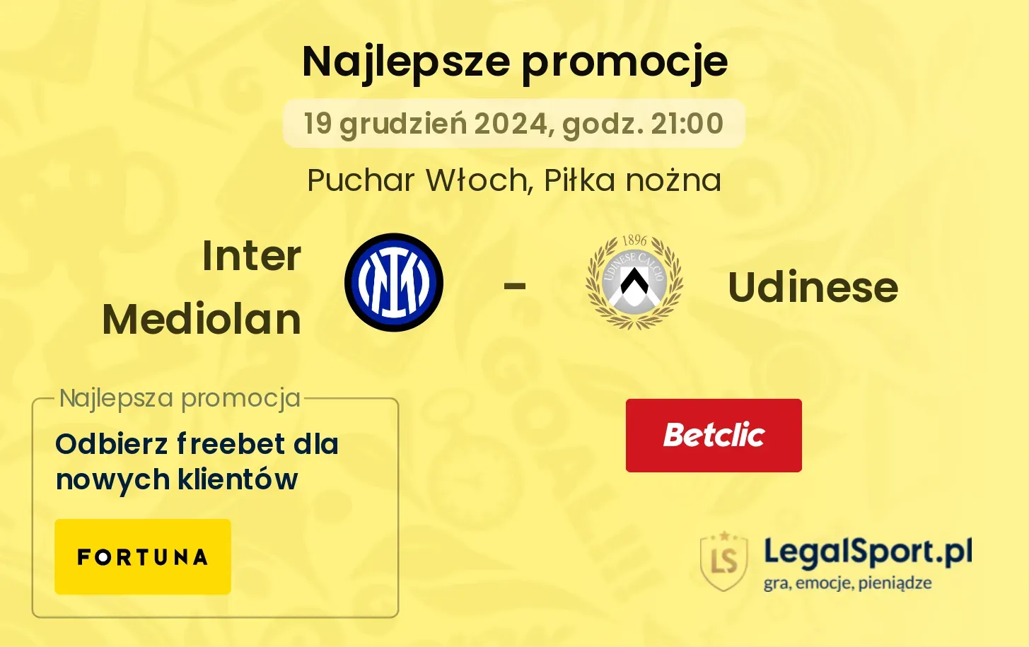 Inter Mediolan - Udinese promocje bukmacherskie