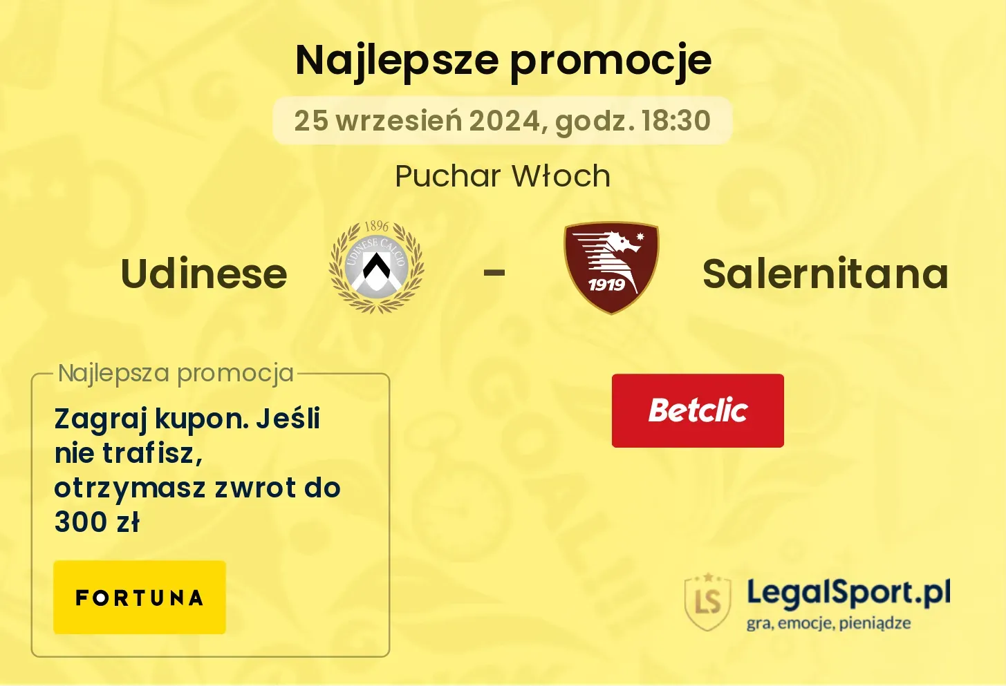 Udinese - Salernitana promocje u bukmacherów 25.09, 18:30