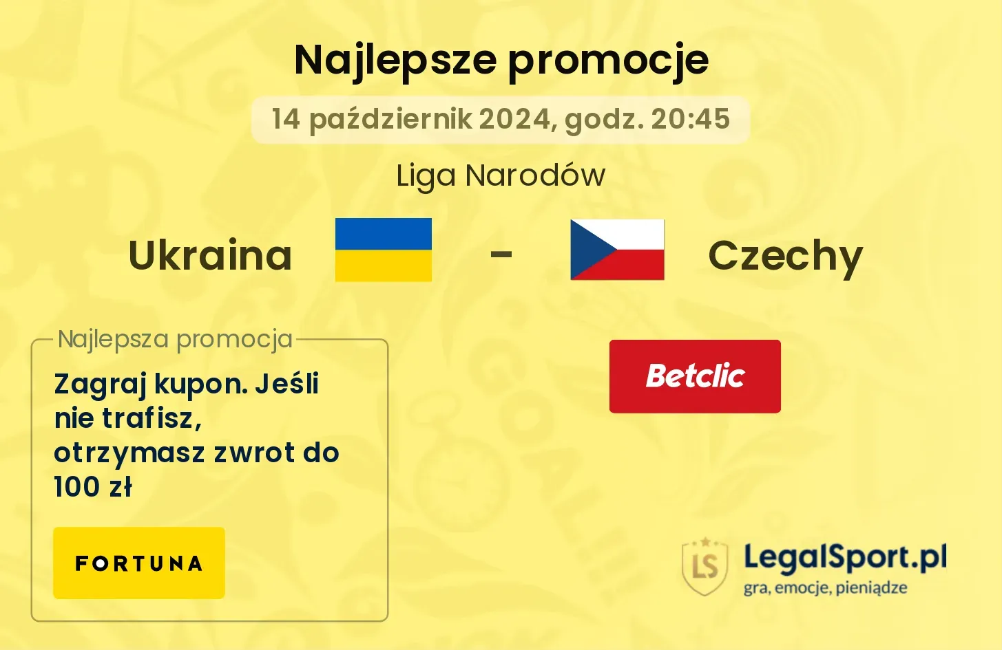 Ukraina - Czechy promocje bukmacherskie 14.10, 20:45