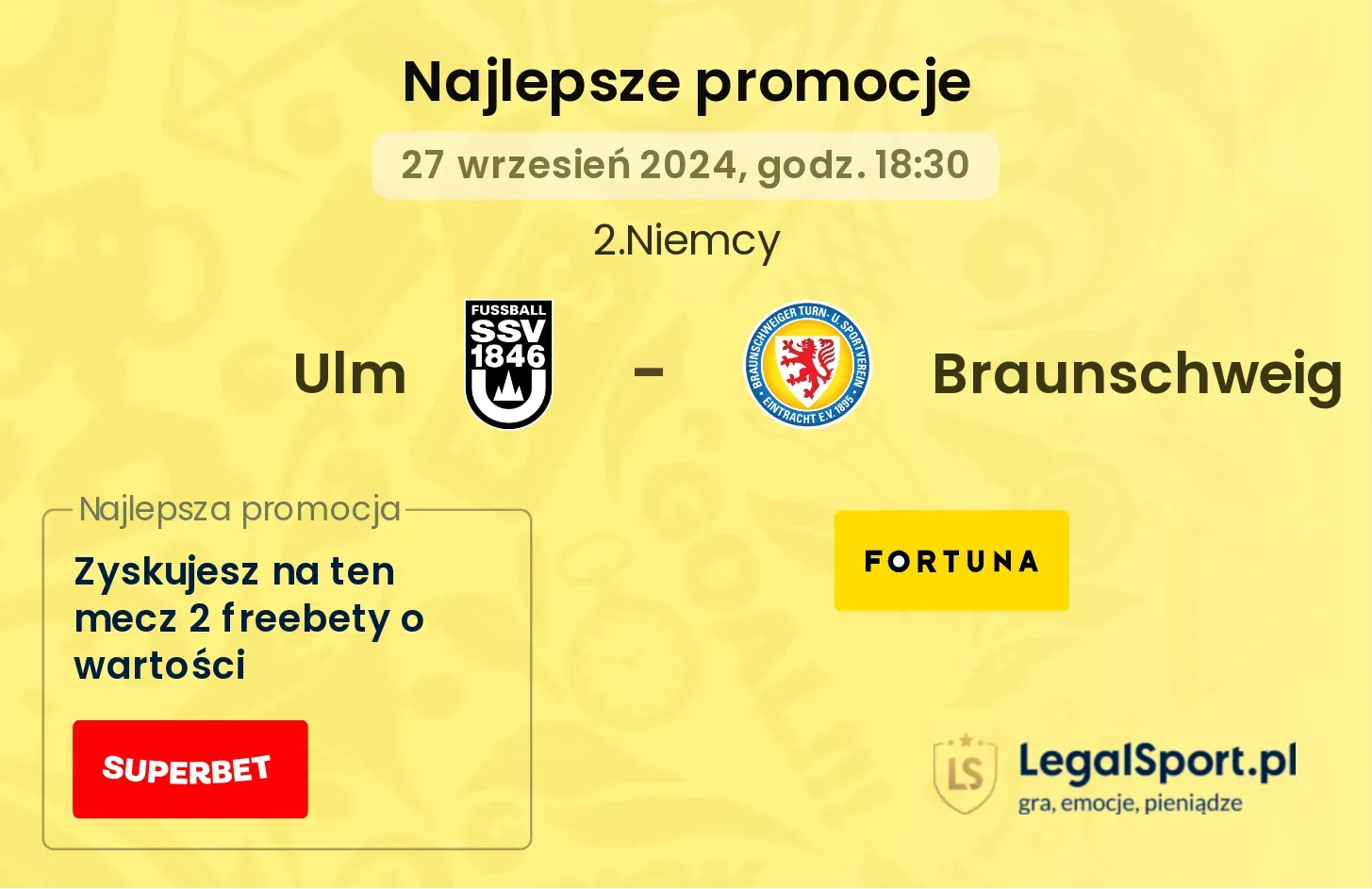 Ulm - Braunschweig promocje u bukmacherów 27.09, 18:30