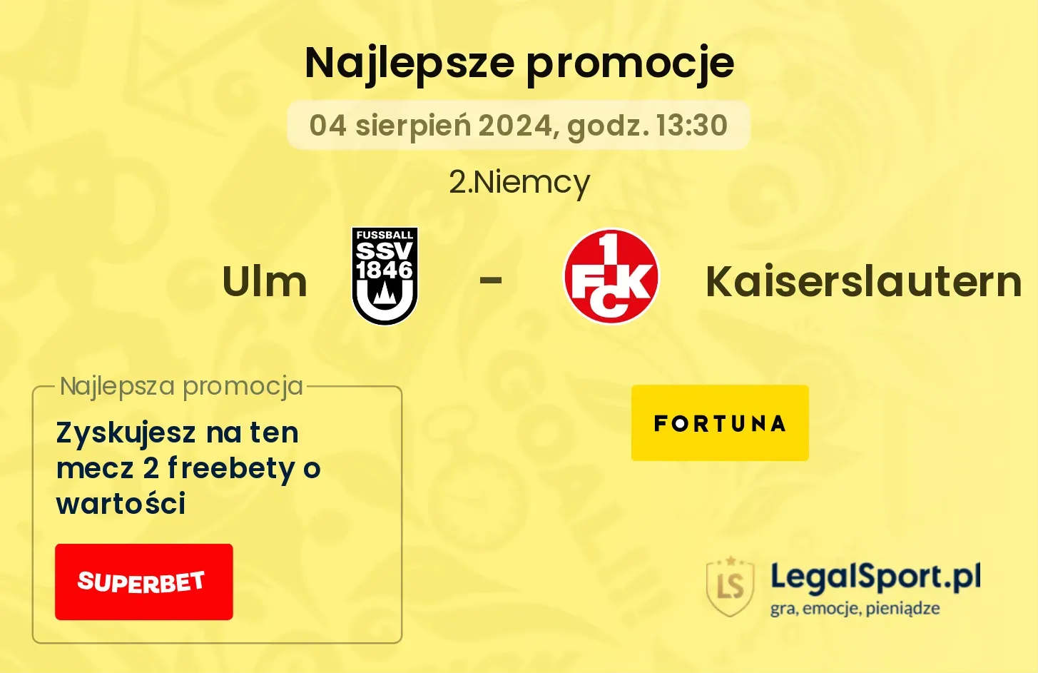 Ulm - Kaiserslautern promocje bonusy na mecz