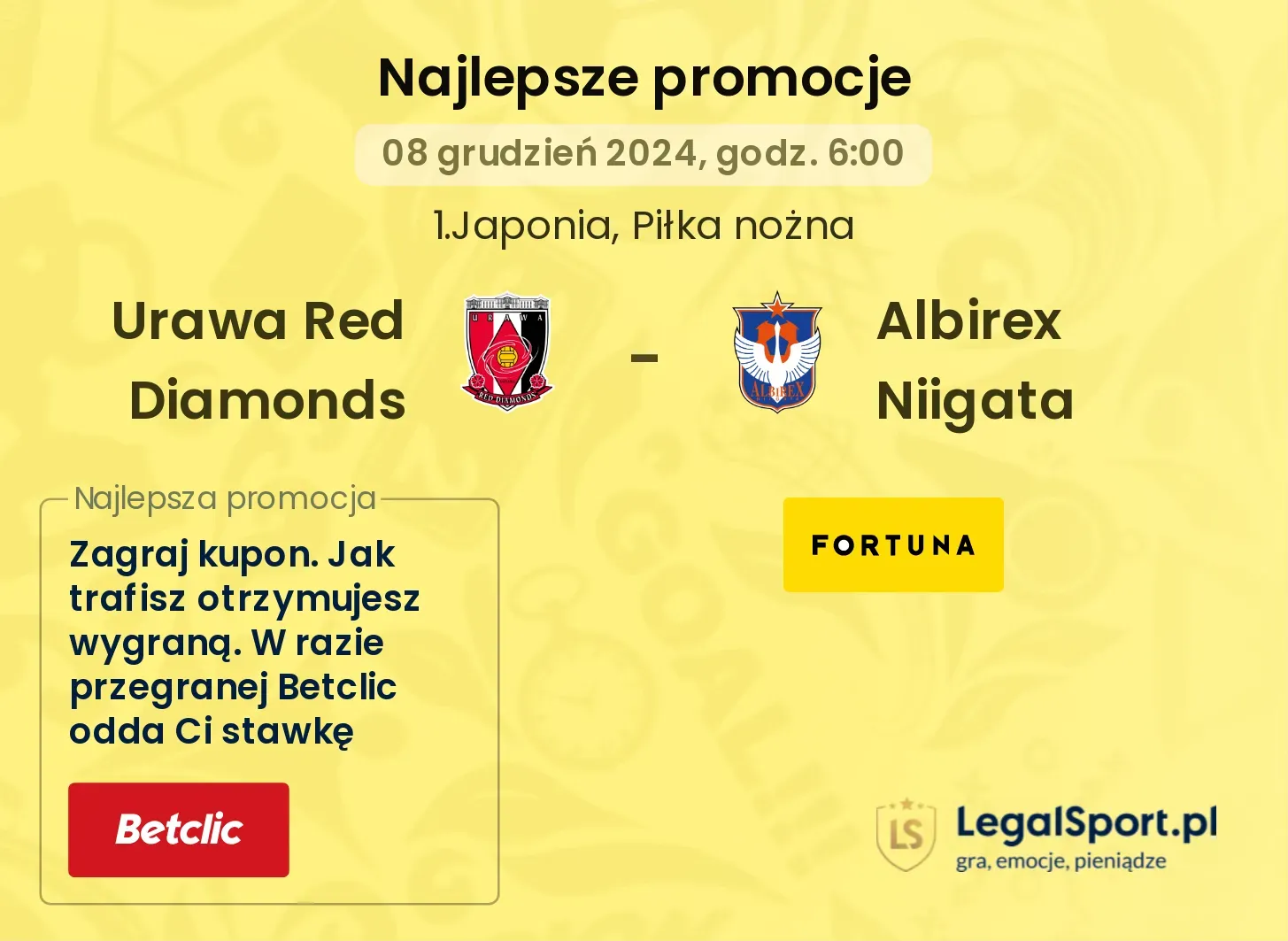 Urawa Red Diamonds - Albirex Niigata promocje bonusy na mecz