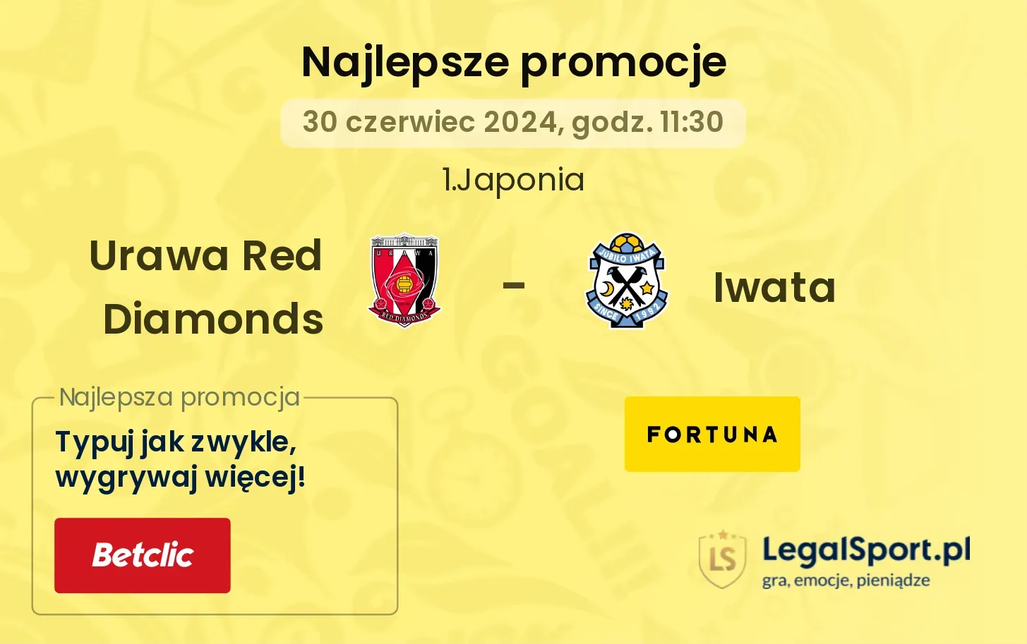 Urawa Red Diamonds - Iwata promocje bonusy na mecz