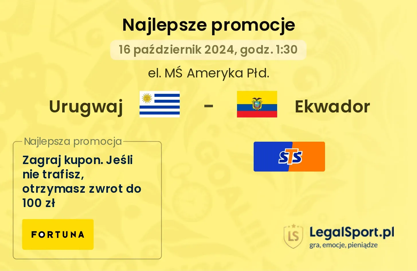 Urugwaj - Ekwador promocje bonusy na mecz