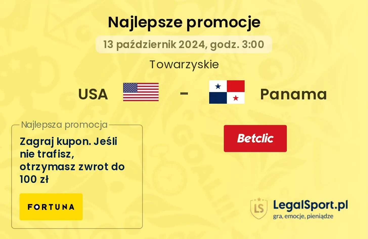 USA - Panama promocje bonusy na mecz