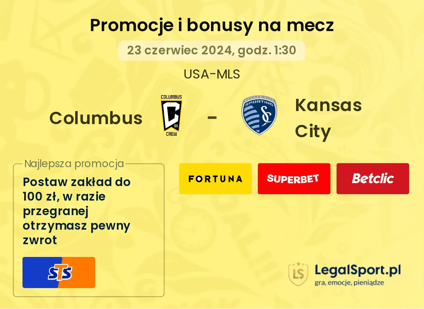 Columbus - Kansas City promocje bonusy na mecz