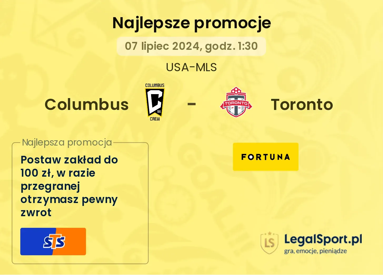 Columbus - Toronto promocje bonusy na mecz