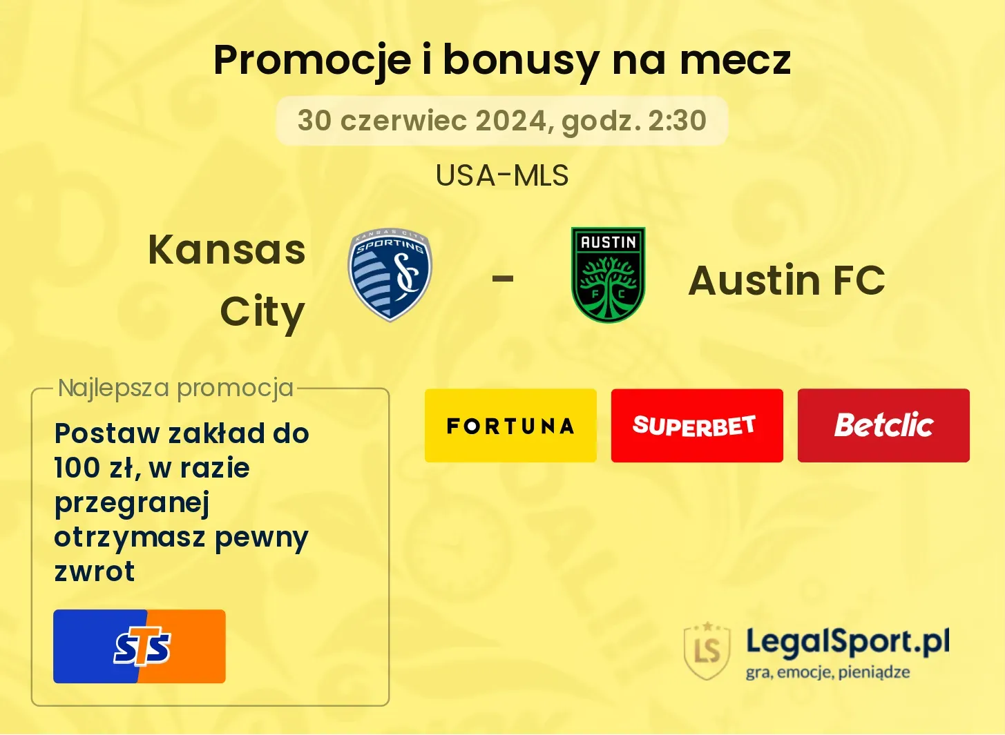 Kansas City - Austin FC promocje bonusy na mecz