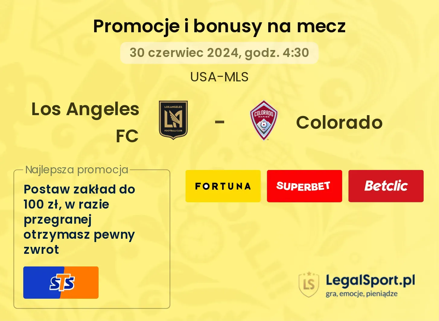 Los Angeles FC - Colorado promocje bonusy na mecz