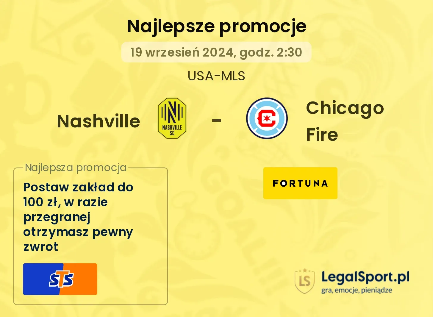 Nashville - Chicago Fire promocje bonusy na mecz