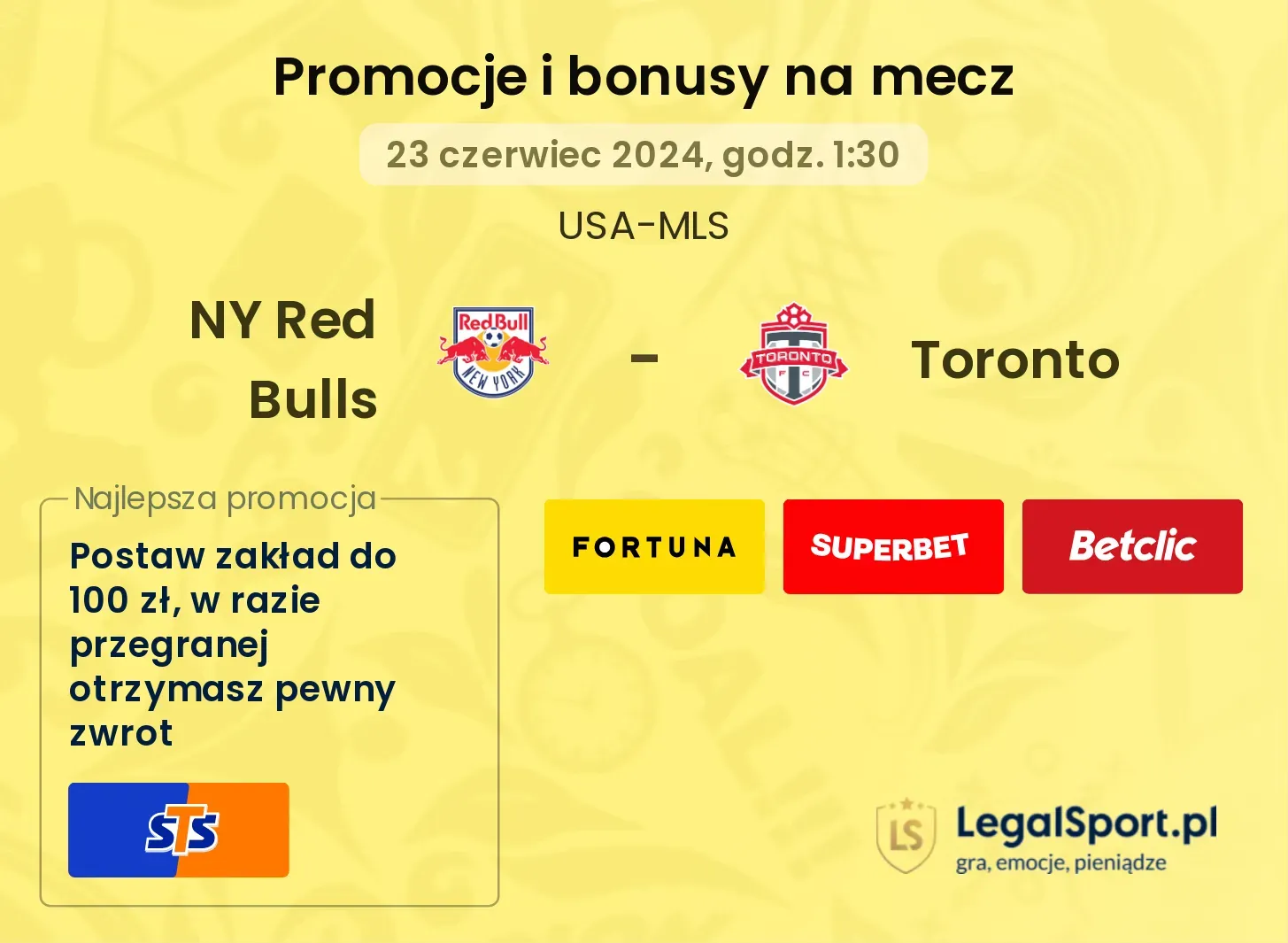 NY Red Bulls - Toronto promocje bonusy na mecz