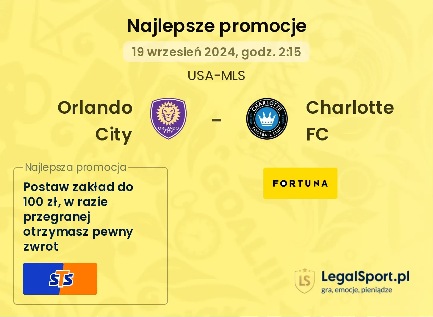 Orlando City - Charlotte FC promocje bonusy na mecz