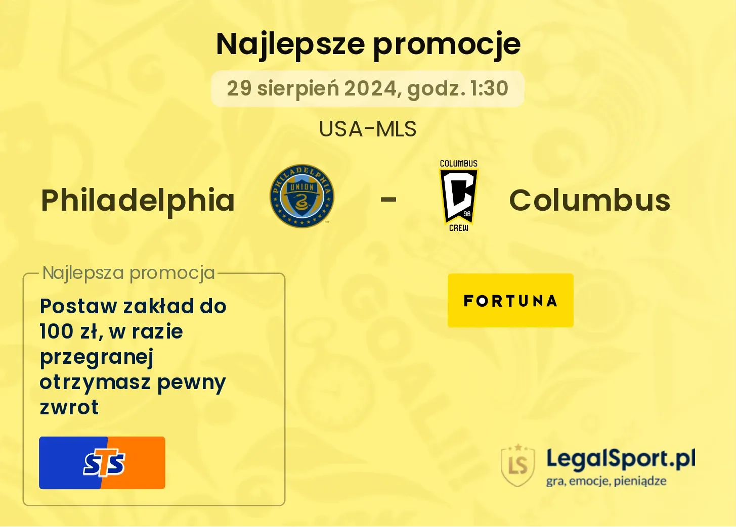 Philadelphia - Columbus promocje bonusy na mecz