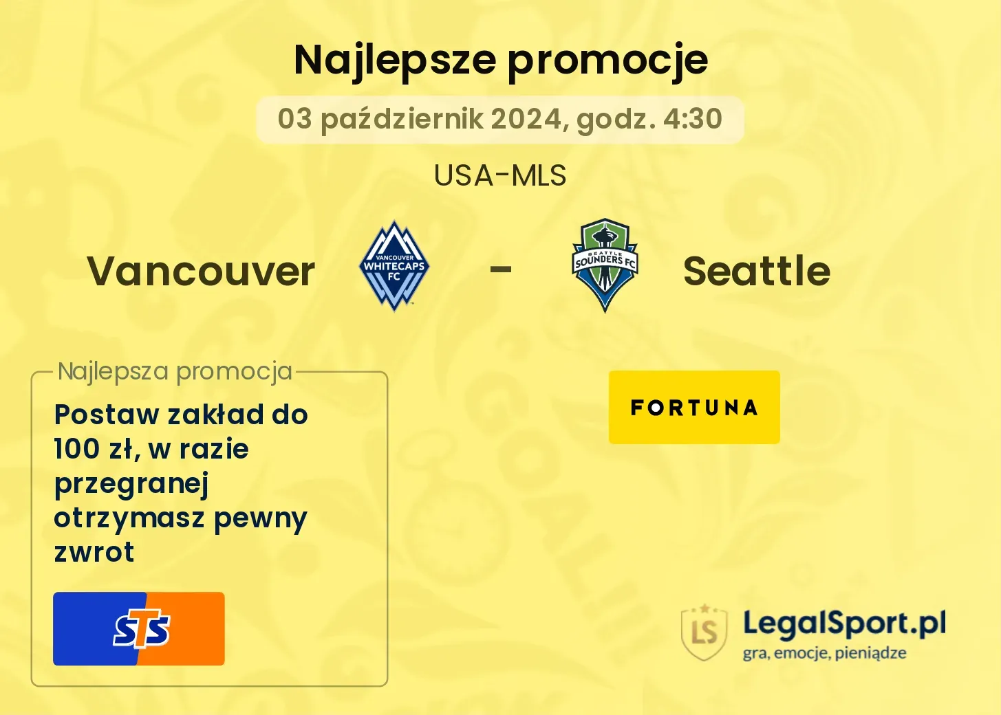 Vancouver - Seattle promocje bonusy na mecz