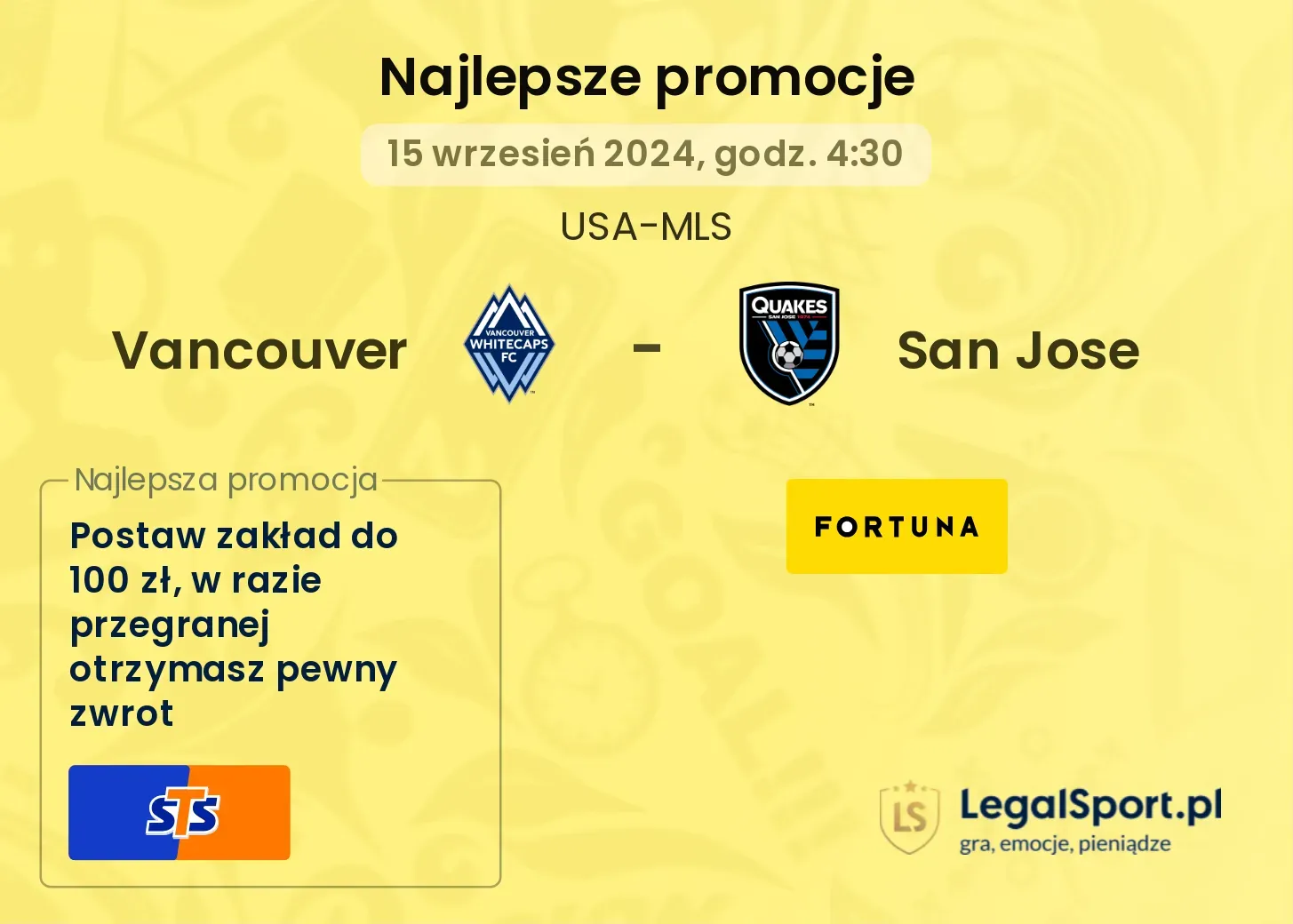 Vancouver - San Jose promocje bonusy na mecz