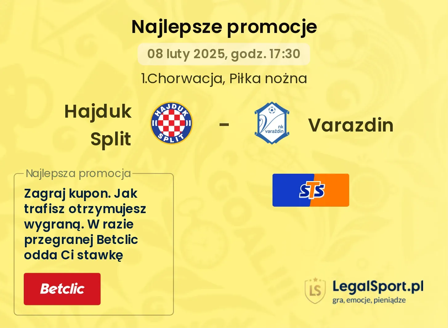 Varazdin - Hajduk Split promocje u bukmacherów 03.11, 17:30