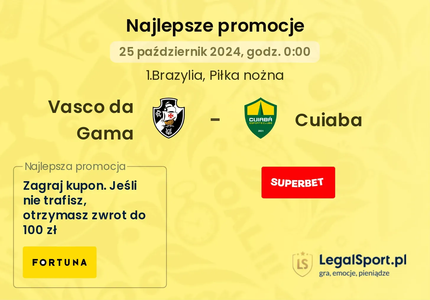 Vasco da Gama - Cuiaba promocje bonusy na mecz