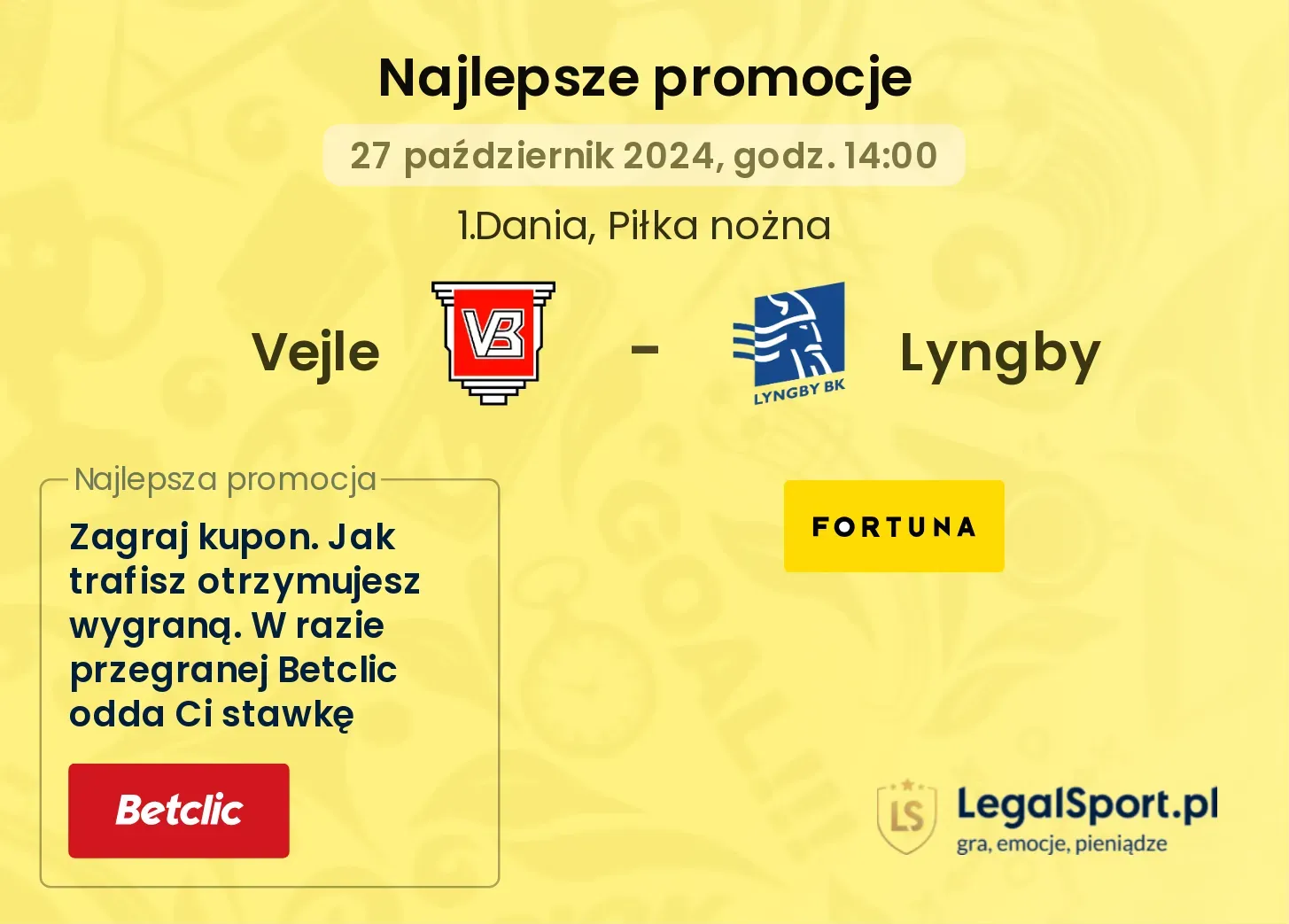 Vejle - Lyngby promocje bukmacherskie 27.10, 14:00