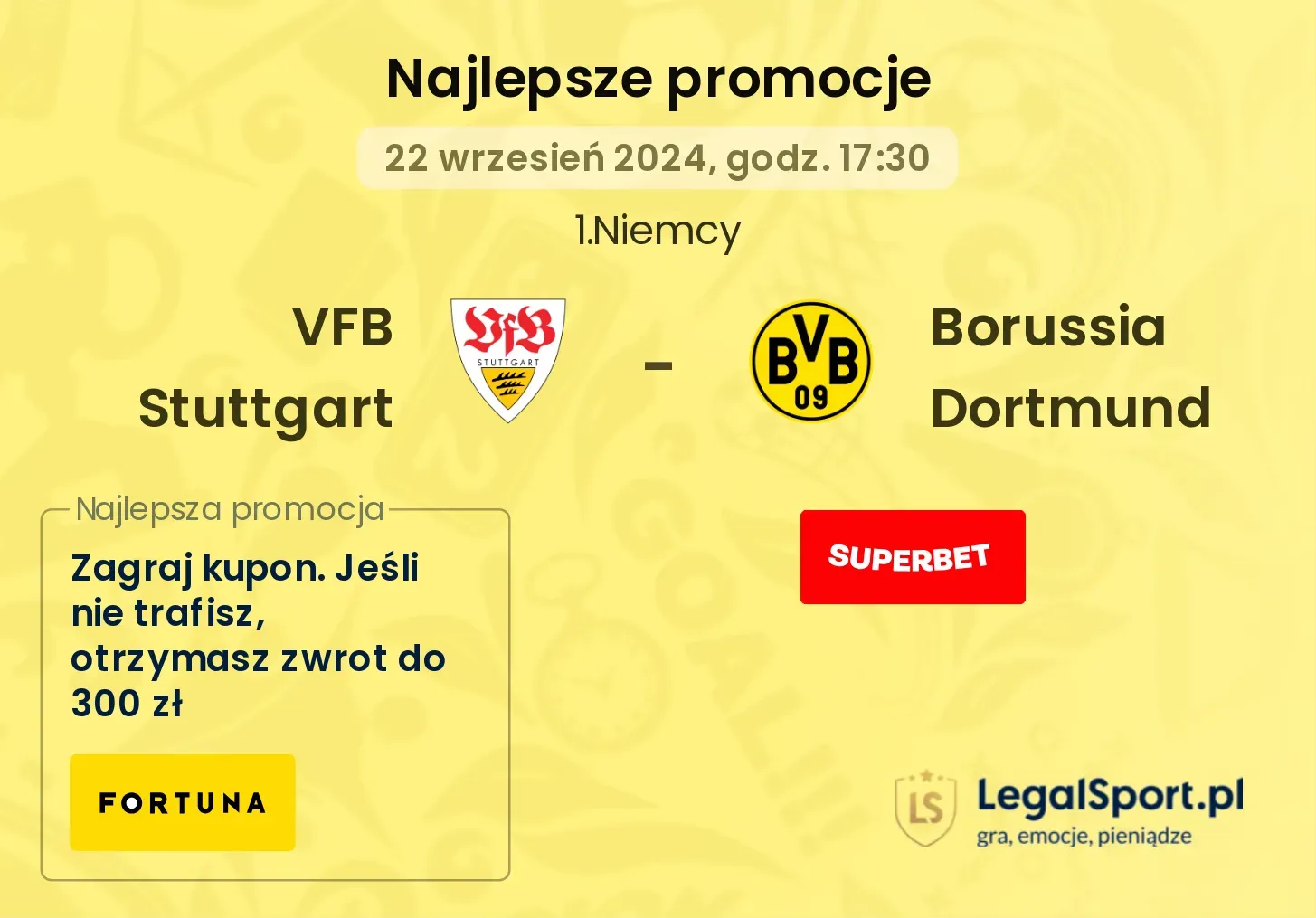 VFB Stuttgart - Borussia Dortmund promocje bonusy na mecz