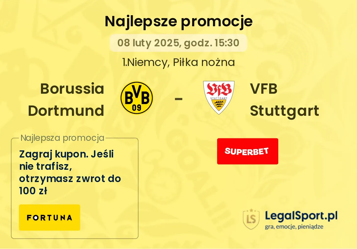 VFB Stuttgart - Borussia Dortmund promocje u bukmacherów 22.09, 17:30