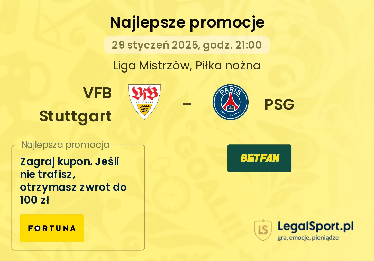 VFB Stuttgart - PSG promocje bonusy na mecz