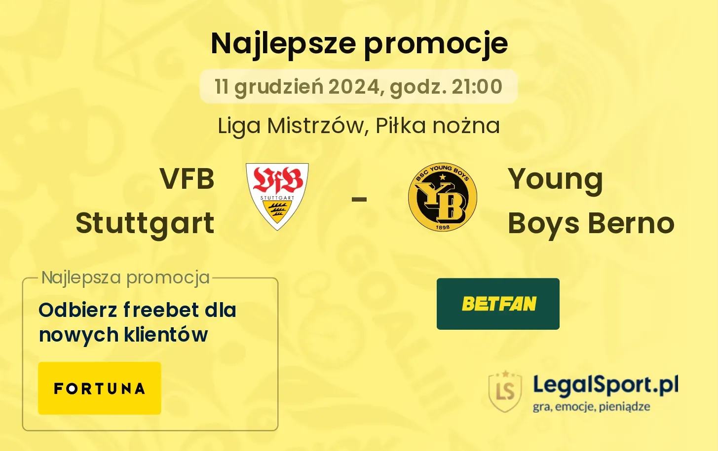 VFB Stuttgart - Young Boys Berno promocje bonusy na mecz