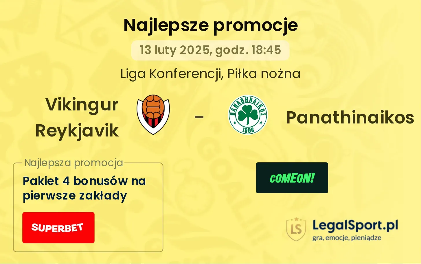 Vikingur Reykjavik - Panathinaikos promocje bonusy na mecz