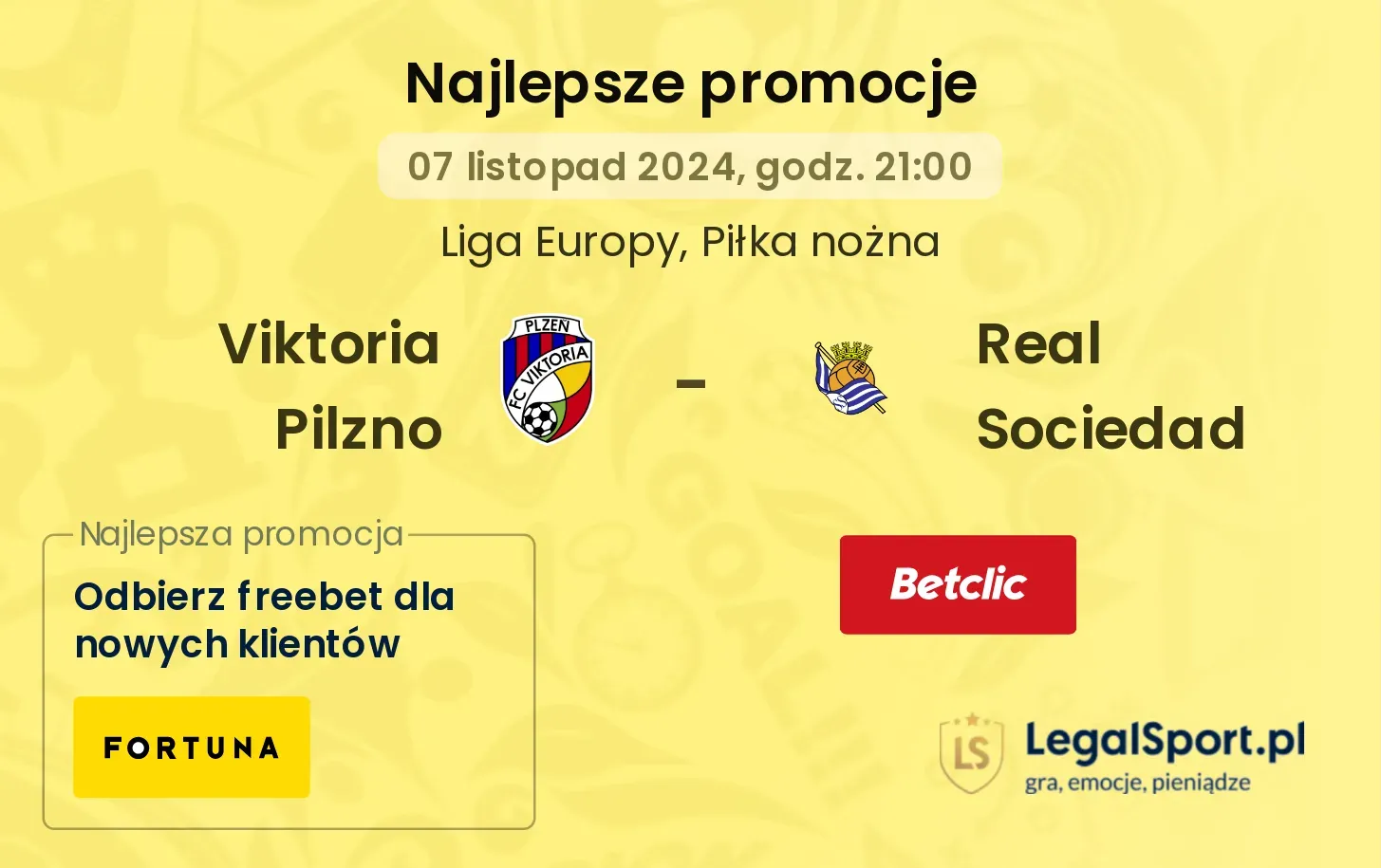 Viktoria Pilzno - Real Sociedad promocje bukmacherskie 07.11, 21:00