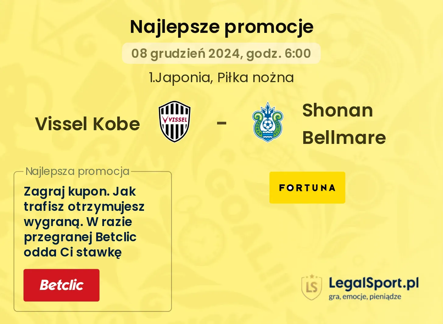 Vissel Kobe - Shonan Bellmare promocje bonusy na mecz