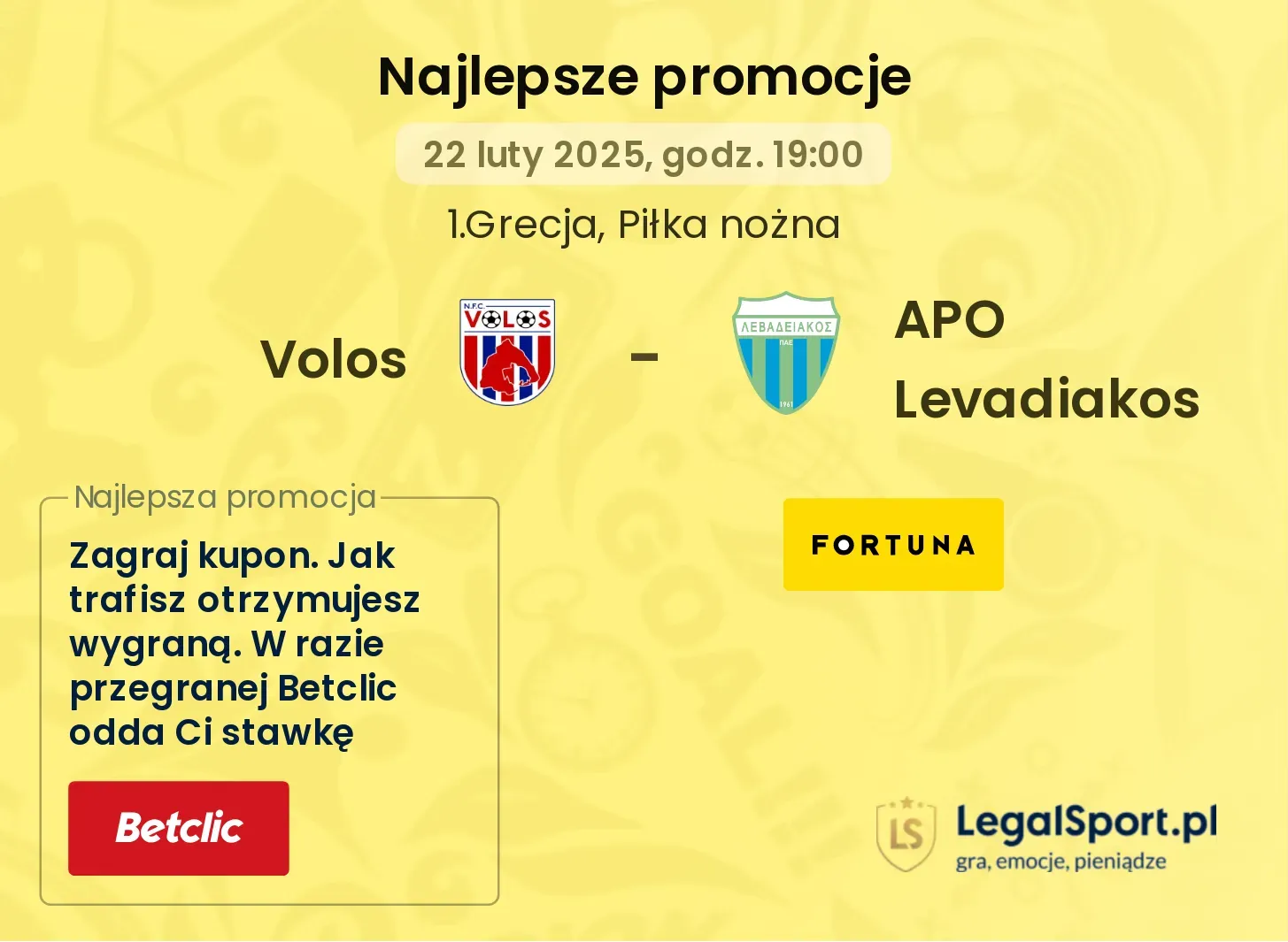 Volos - APO Levadiakos promocje bonusy na mecz