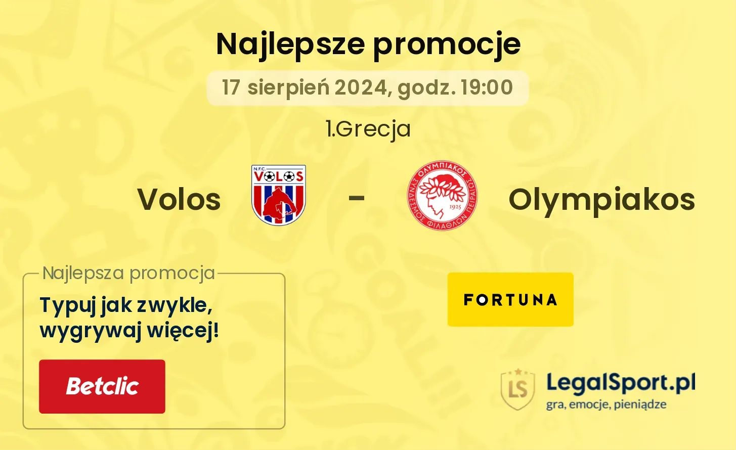 Volos - Olympiakos promocje bonusy na mecz