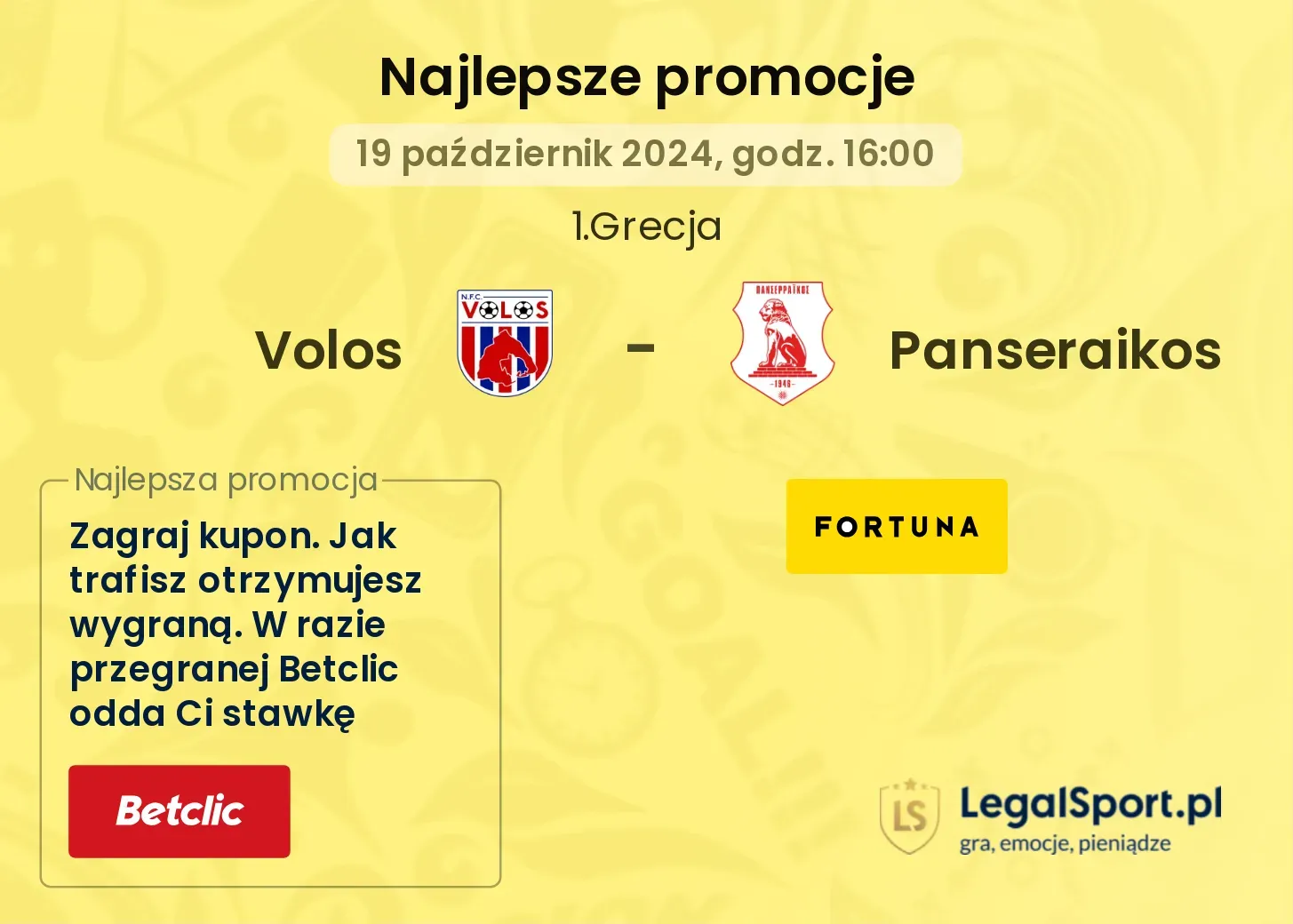 Volos - Panseraikos promocje bonusy na mecz