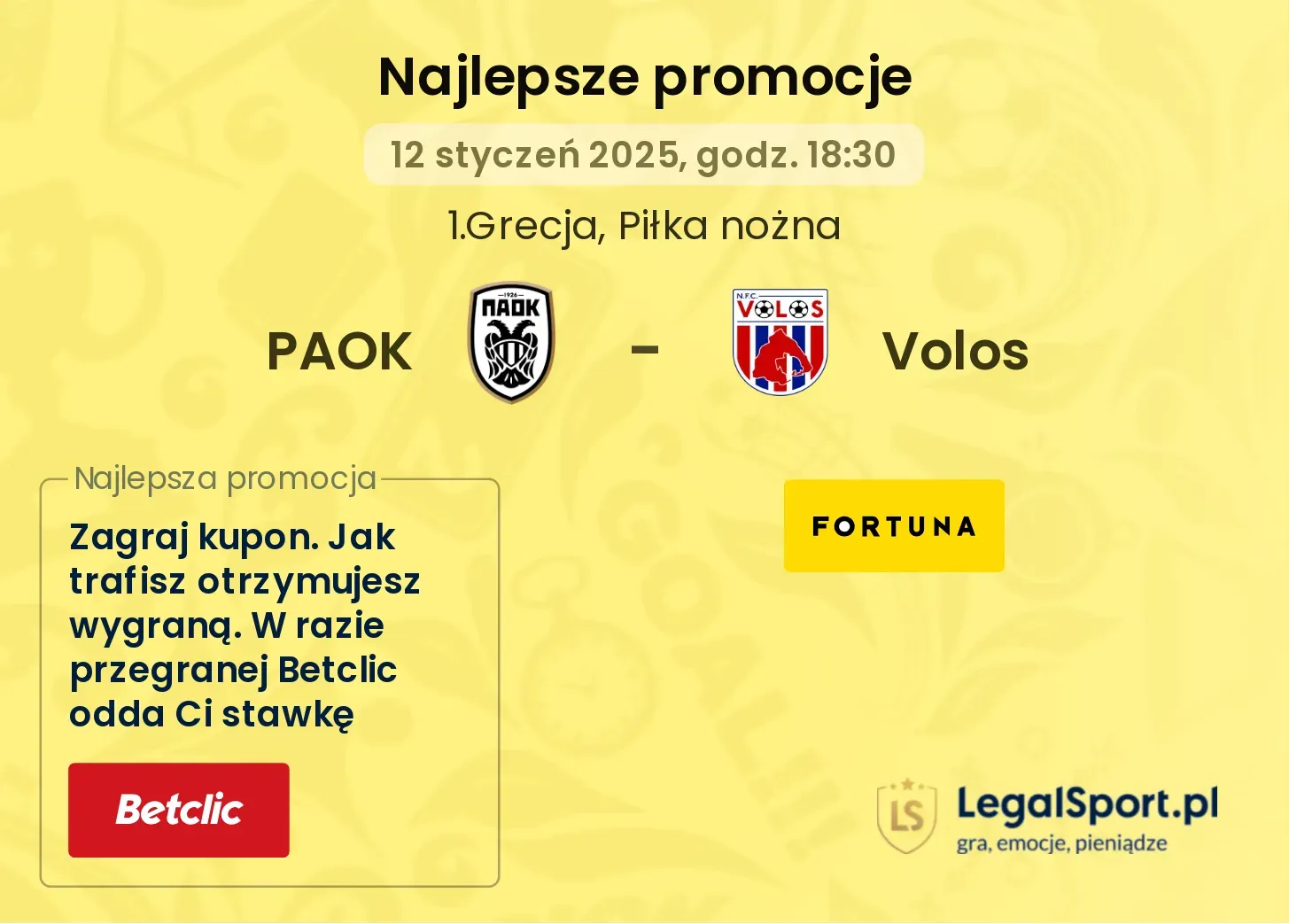 PAOK - Volos promocje bukmacherskie