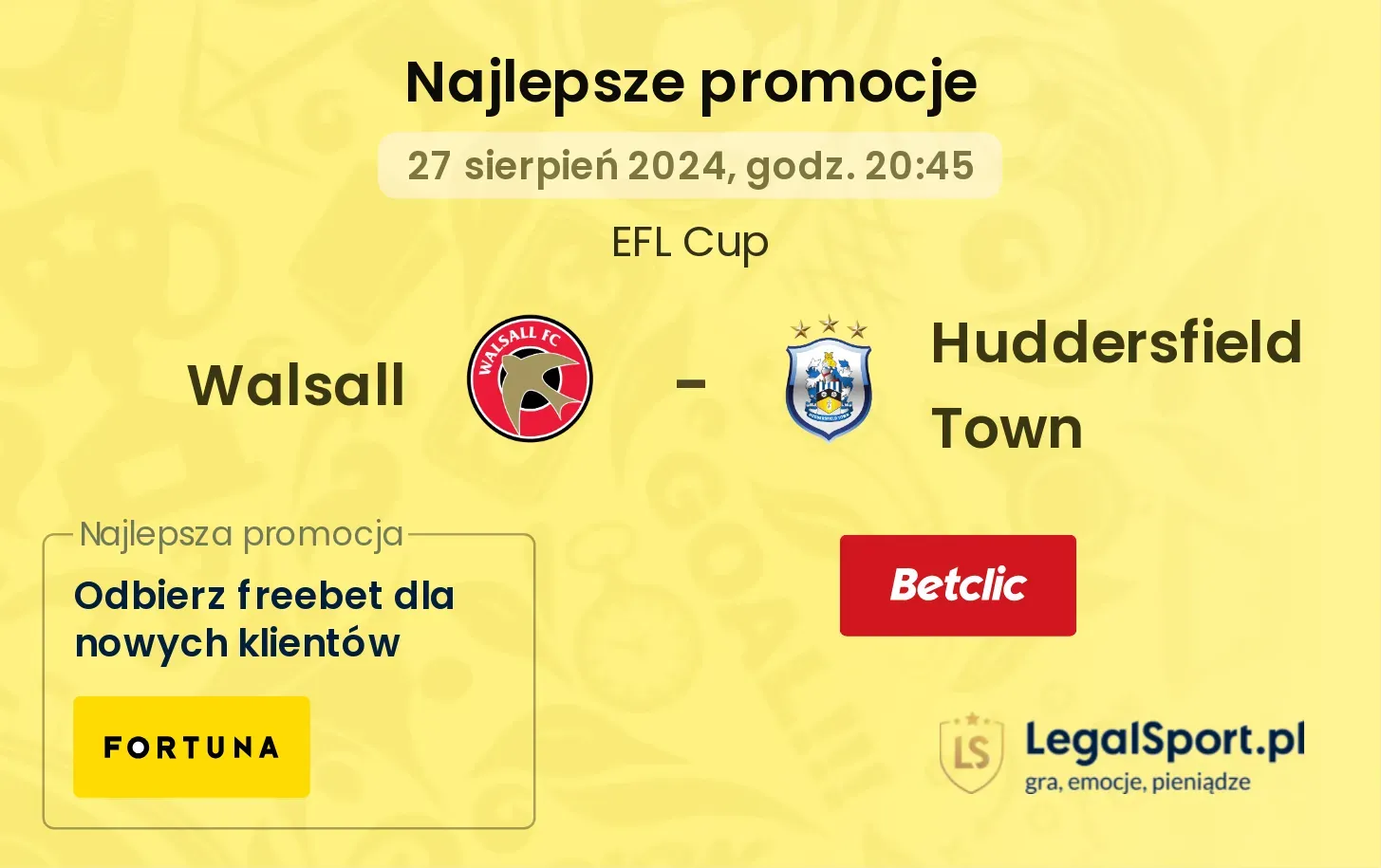 Walsall - Huddersfield Town promocje bonusy na mecz