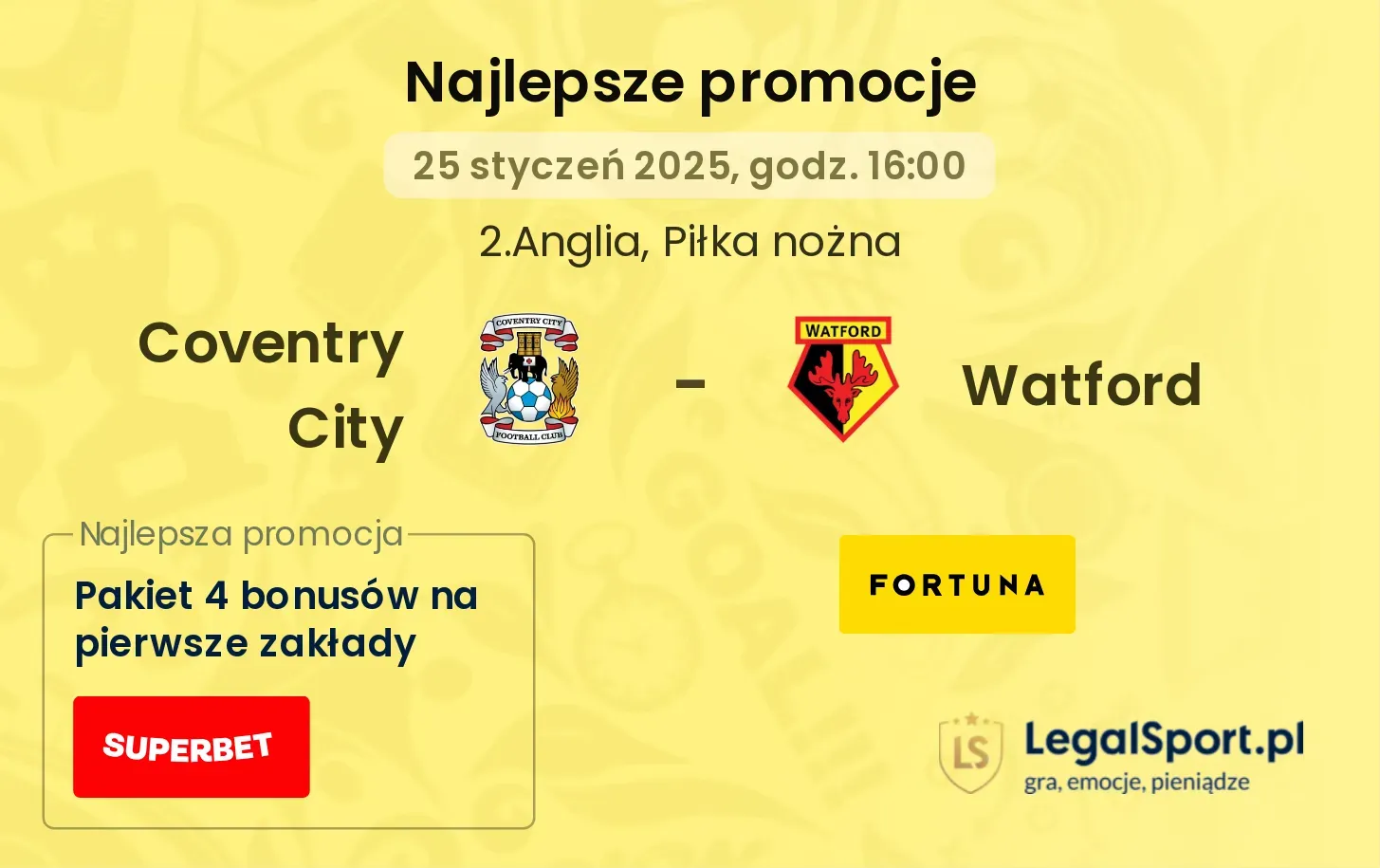 Coventry City - Watford promocje u bukmacherów