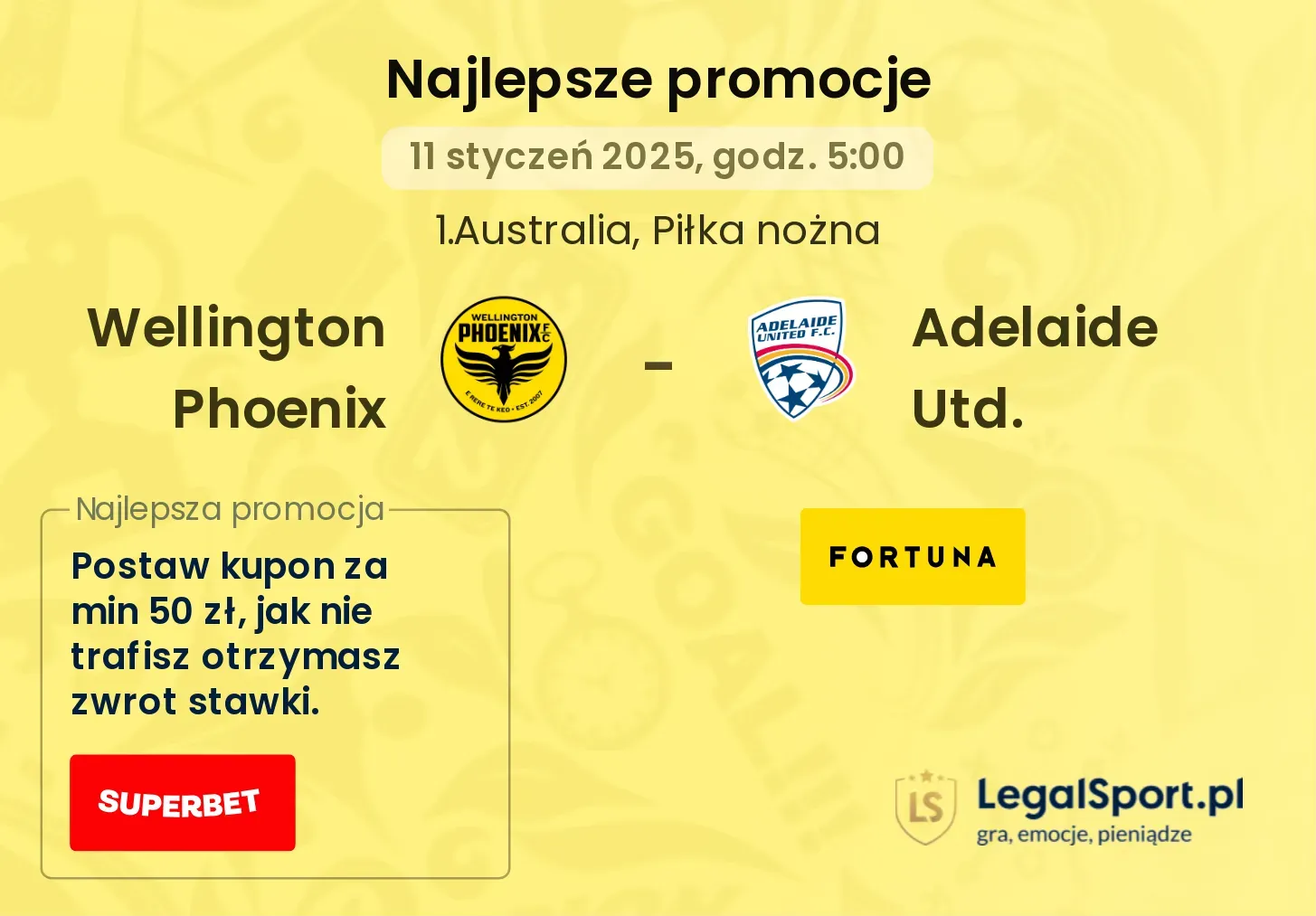 Wellington Phoenix - Adelaide Utd. promocje bonusy na mecz